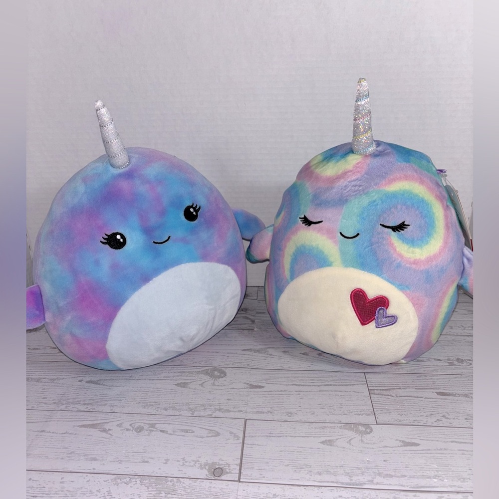 Squishmallows Colorful Pastel Narwhals Plush Toy Set of 2